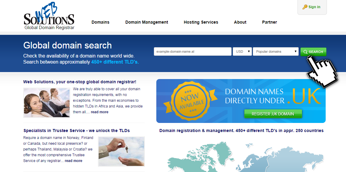 Choose desired domain name