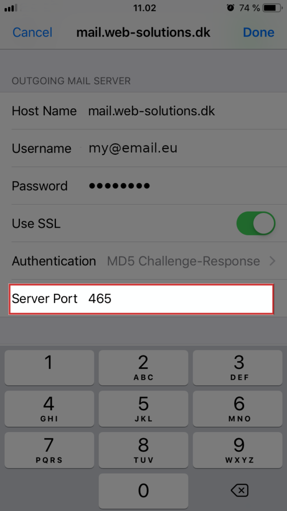 how to change outgoing mail server on iphone 11